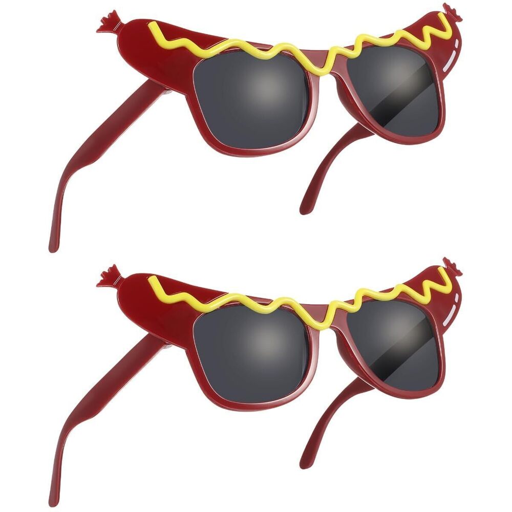 9903 2Pcs Funny Party Sunglasses for Adults - Novelty Hot Dog Shape Glasses